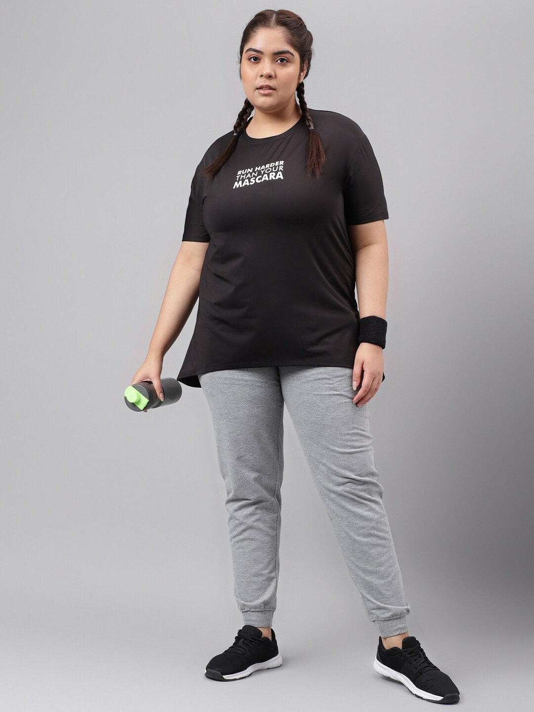 MKH Plus Size Typography Printed Drop Shoulder Sleeves Relaxed Fit Dri-FIT Sports T-Shirt 
