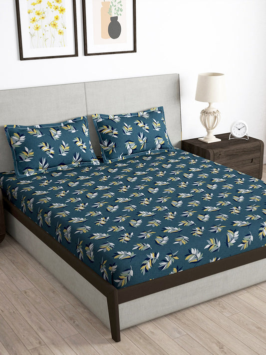 Story@home Arena Grey & Yellow Floral Printed 180 TC Queen Bedsheet & 2 Pillow Covers  Grab2Buy Story@home Grab2Buy