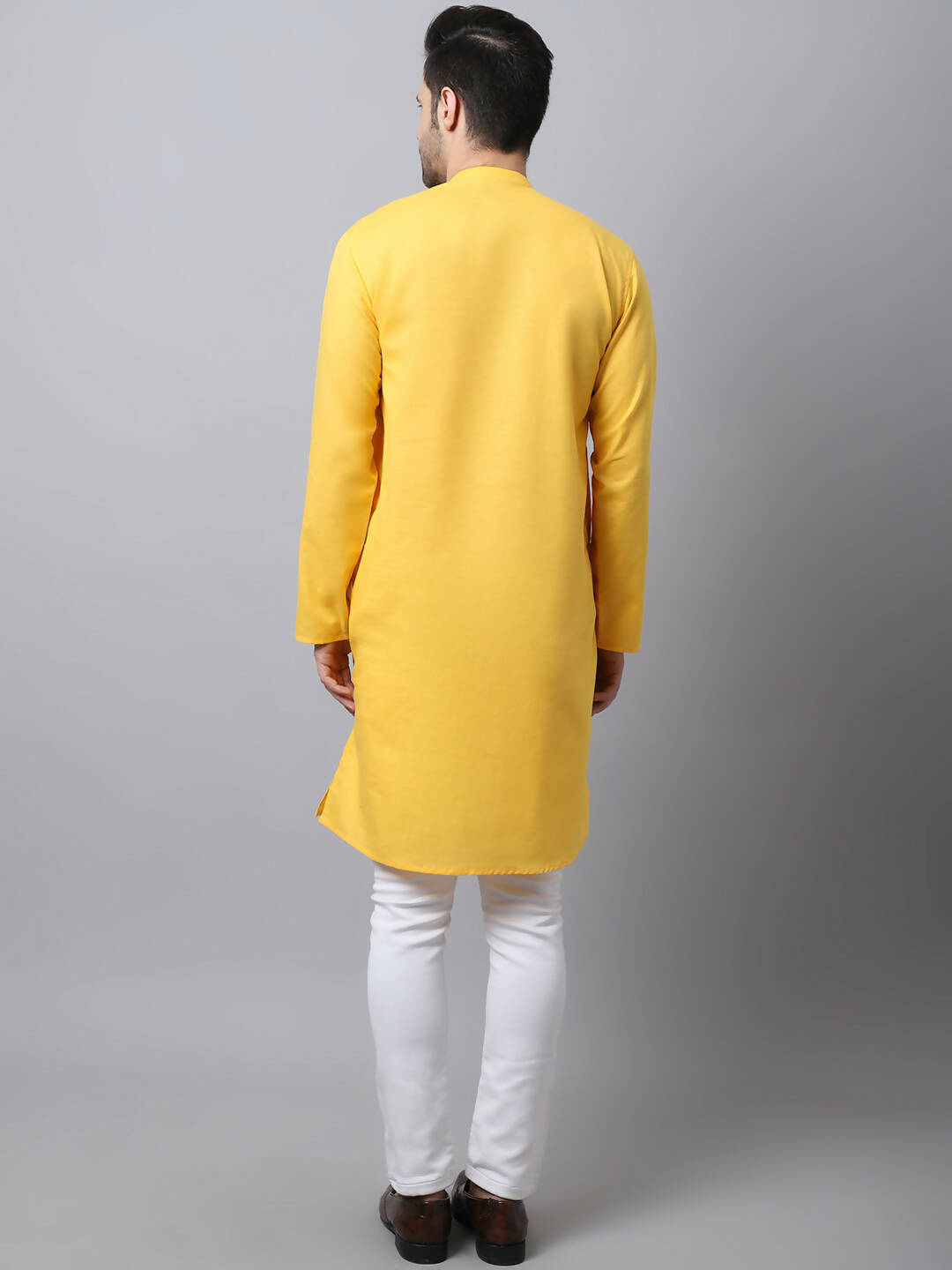Even Apparels Yellow Pure Cotton Men's Kurta With Side Placket 