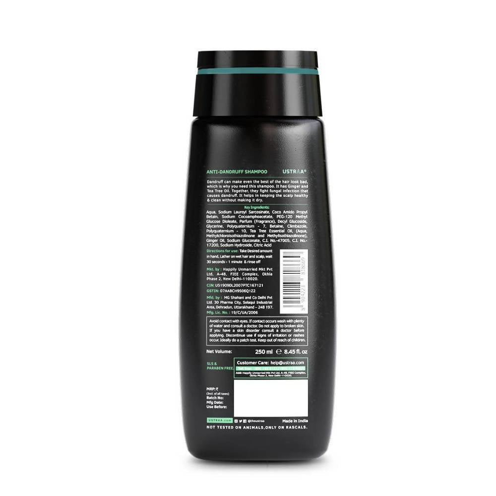 Ustraa Anti Dandruff Hair Shampoo With Ginger & Tea Tree For Men  Grab2Buy Ustraa Grab2Buy