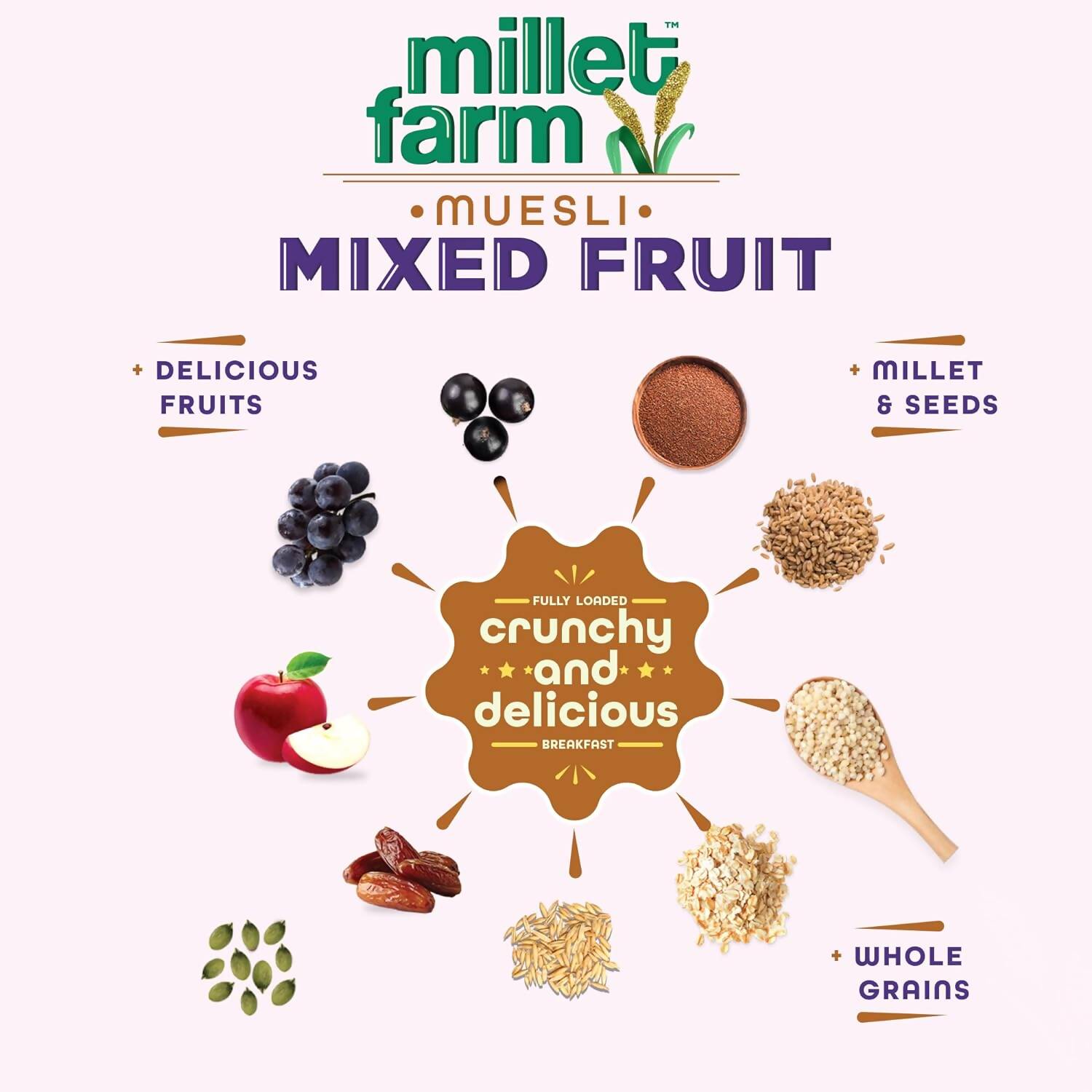 Bagrry's Millet Farm Mixed Fruit Muesli with Jowar and Ragi - Grab2buy