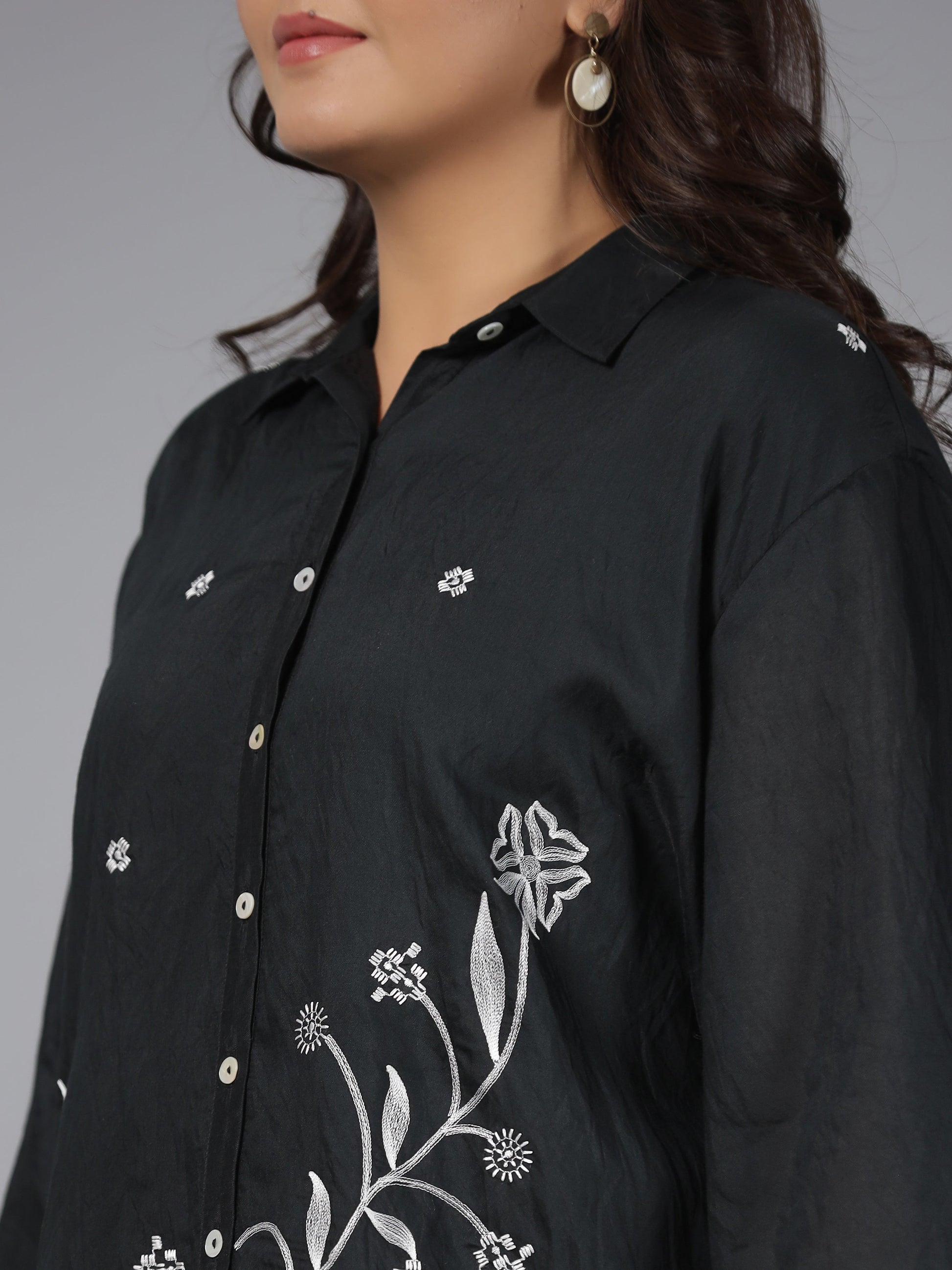 Juniper Black Fuchsia Chanderi Embroidered Clothing Set