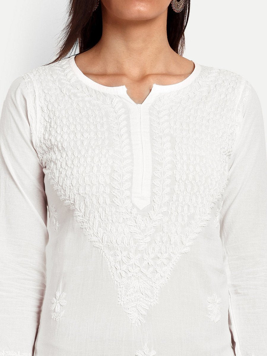 ADA Floral Embroidered Chikankari Kurta 