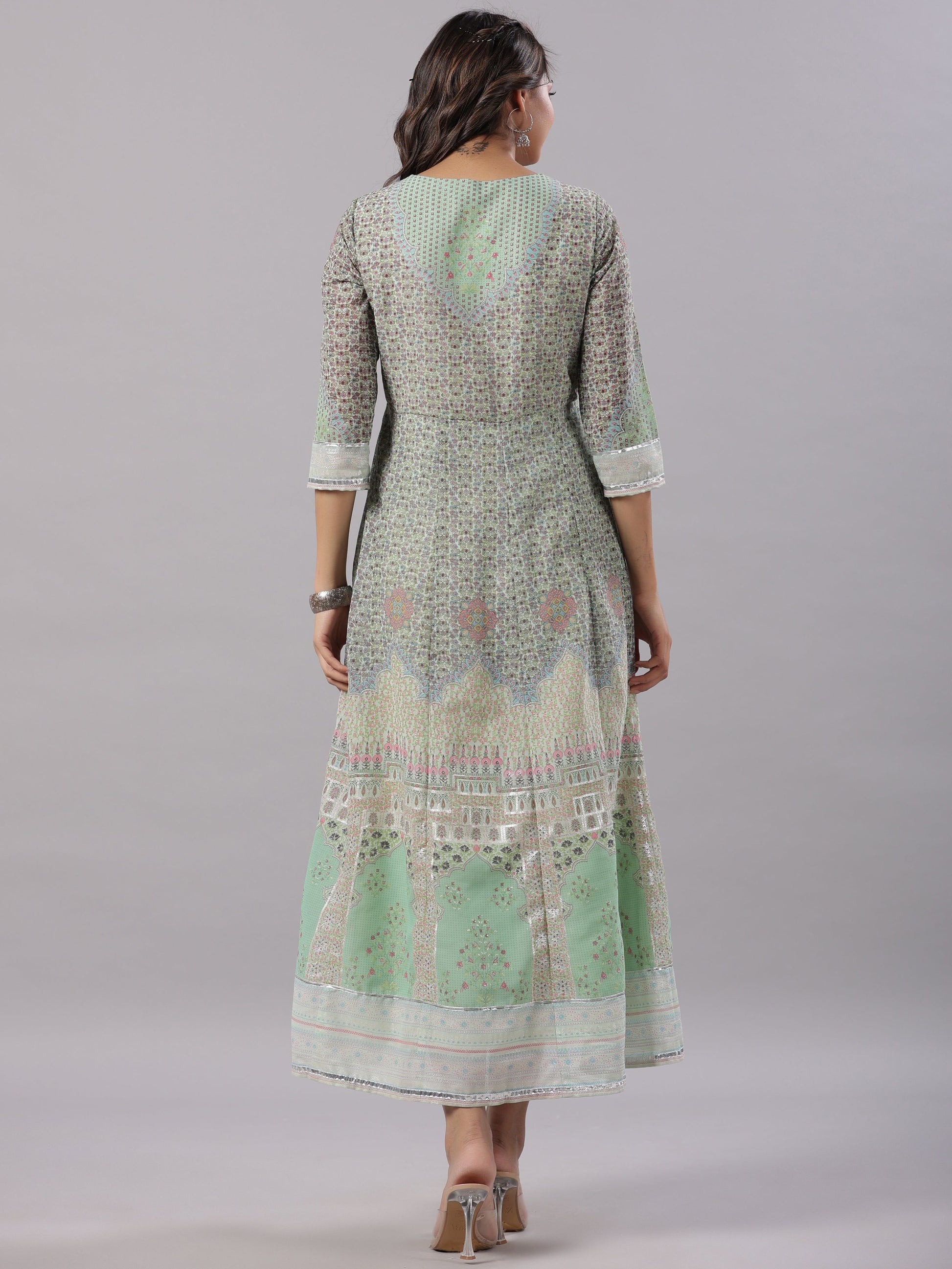 Juniper Women Green Georgette Printed Maxi Dress