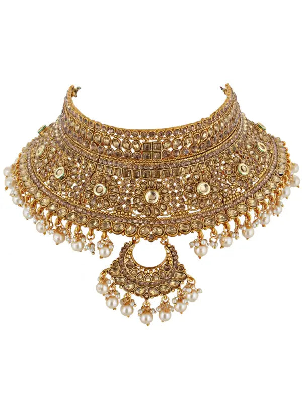 Tehzeeb Creations Traditional Stone Bridal Set 7 Pcs. For Girls & Women Tehzeeb Creations