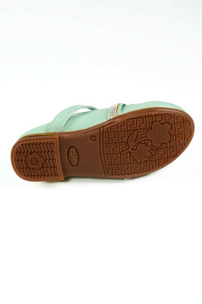Tiny Bugs Girls Party Wear Velcro Ballerinas - Green  Grab2Buy Tiny Bugs Grab2Buy
