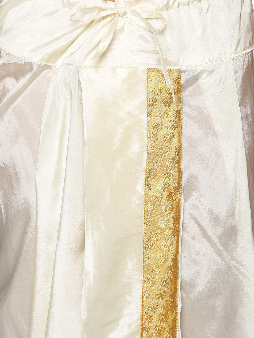 Sethukrishna Men Gold-Toned Ethnic Motifs Woven Design Kurta with Dhoti Pants