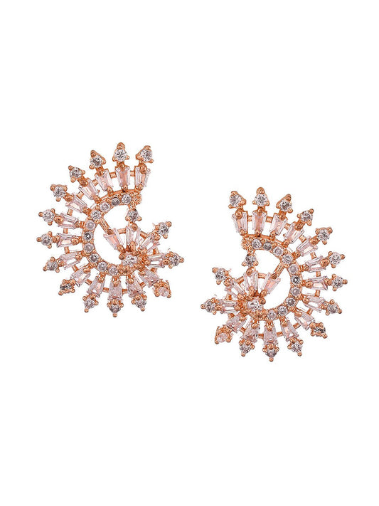 Shoshaa Rose Gold Contemporary Studs Earrings - Grab2buy