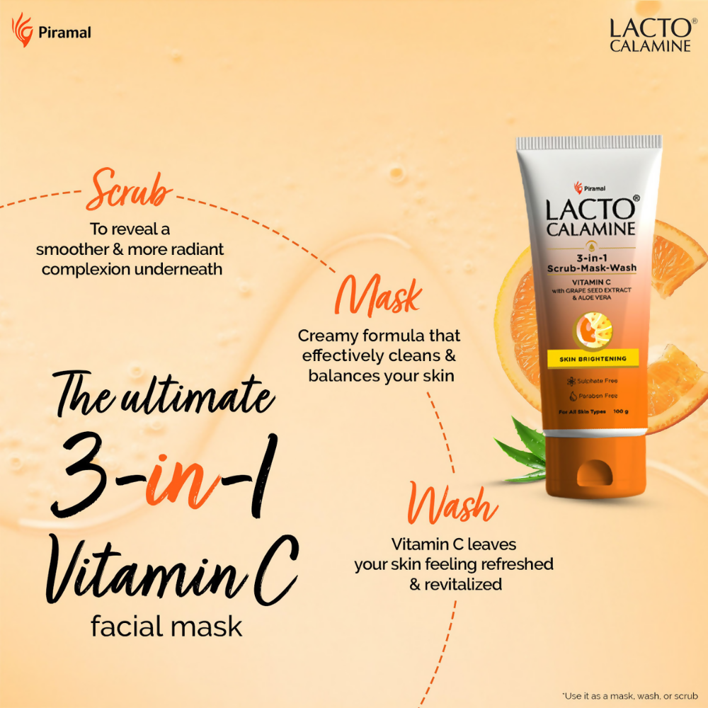 Lacto Calamine 3 - In - 1 Vitamin C Face Scrub - Mask - Wash 