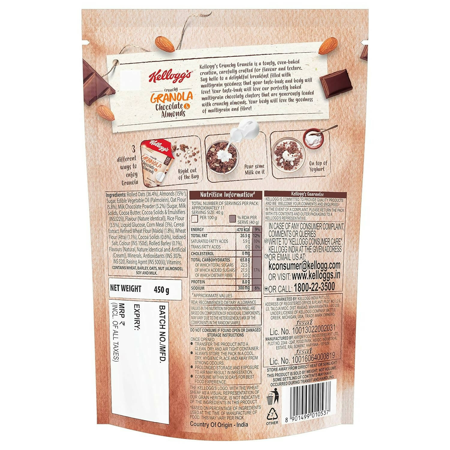 Kellogg's Crunchy Granola Chocolate & Almonds 