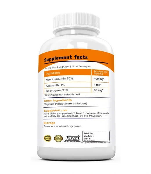 Ramini Bio Nutrition Nano Curcumin With Astaxanthin Veg Capsules - Grab2buy