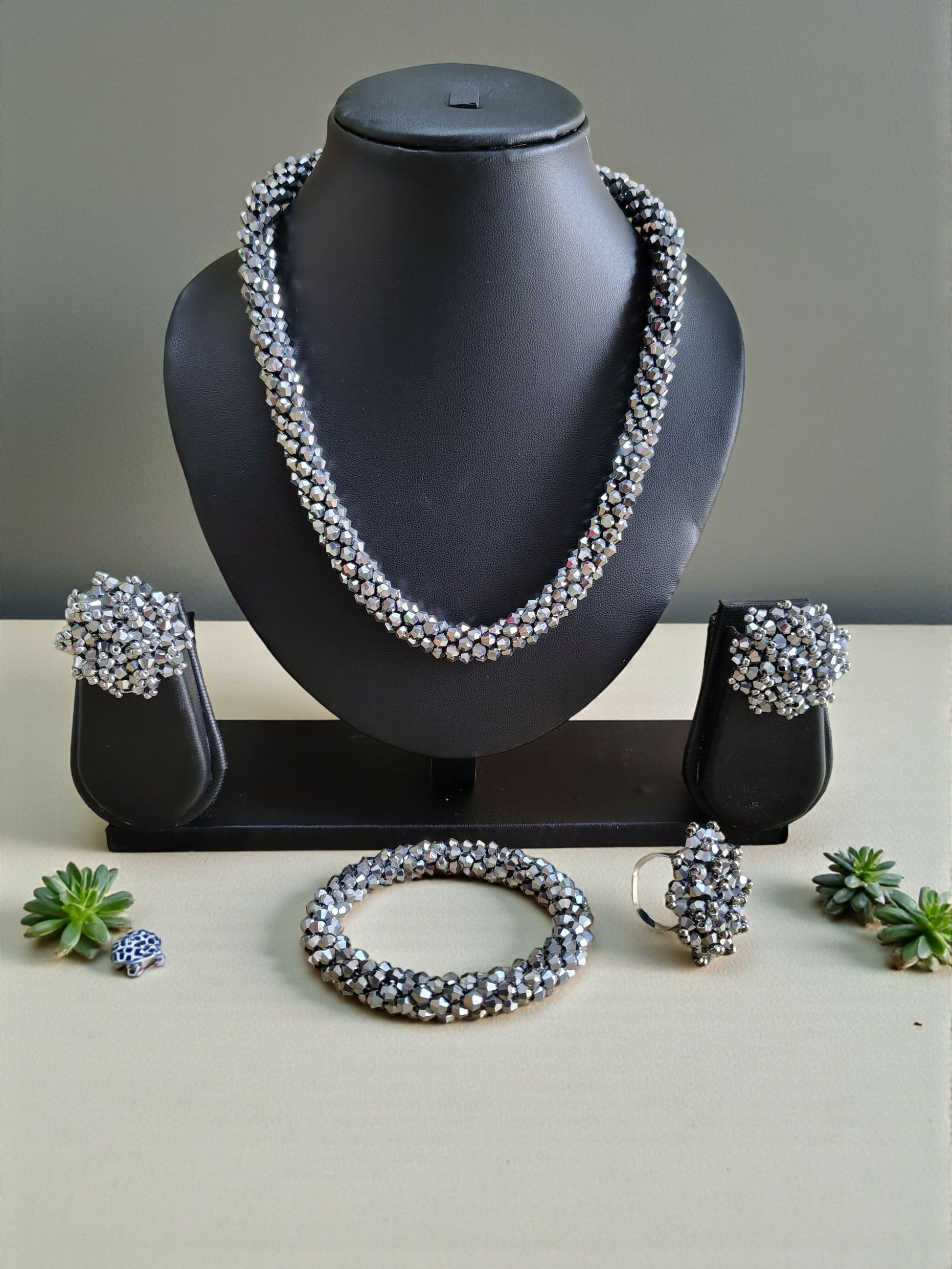 Inhanns Rangshine 4-In-1 Crystal Glam Set - Handmade - Silver