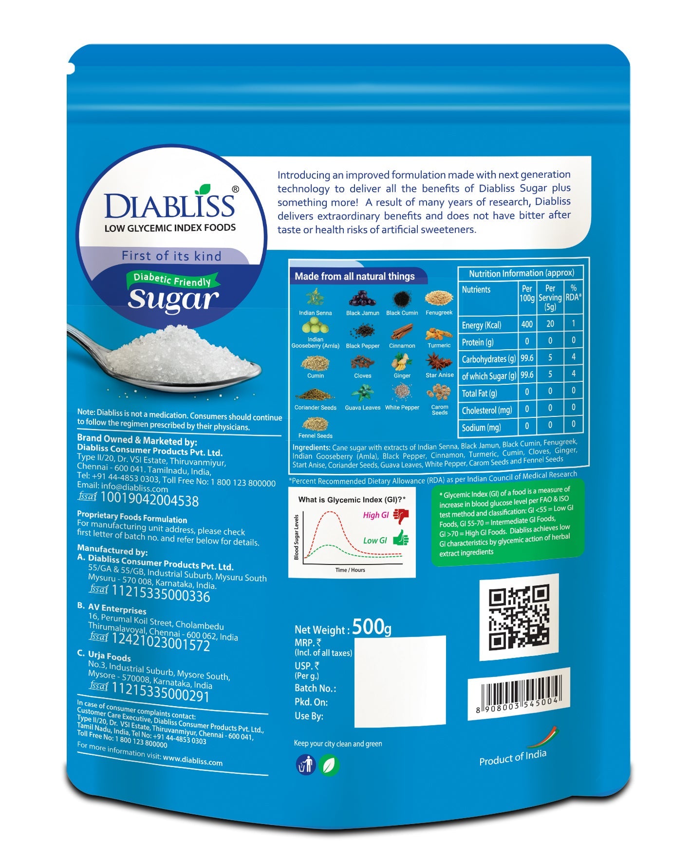 Diabliss Diabetic Friendly Sugar - Grab2buy