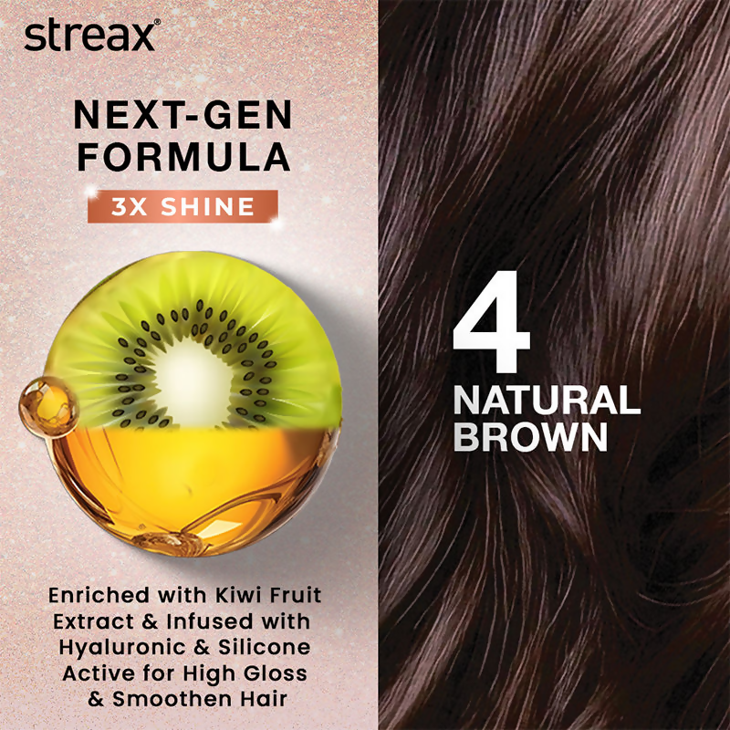 Streax Gel No Ammonia 100% Grey Coverage Hair Color - Natural Brown 4 