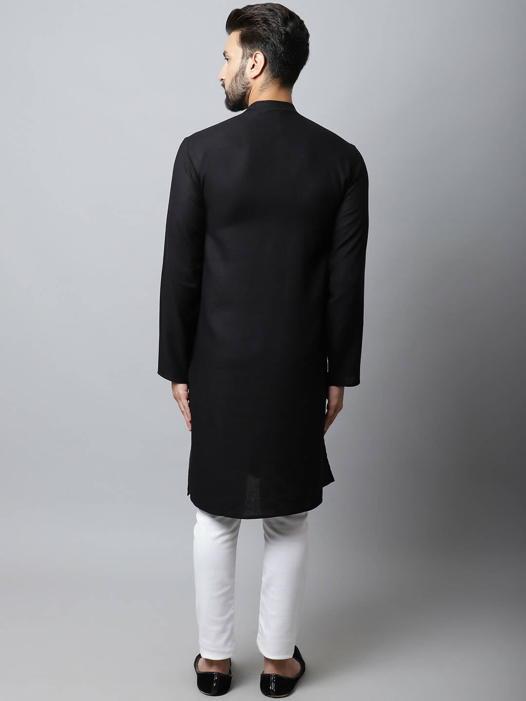 Even Apparels Black Color Linen Linen Men's Kurta With Side Placket (LN761) 