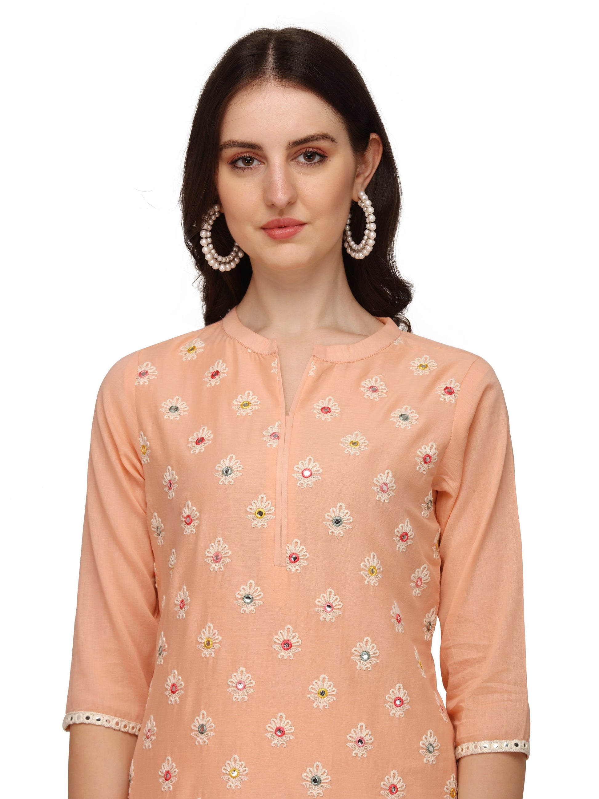 Lucknawi Embroidered Kurta With Pant & Dupatta, Multicolor - Hiral Fashion