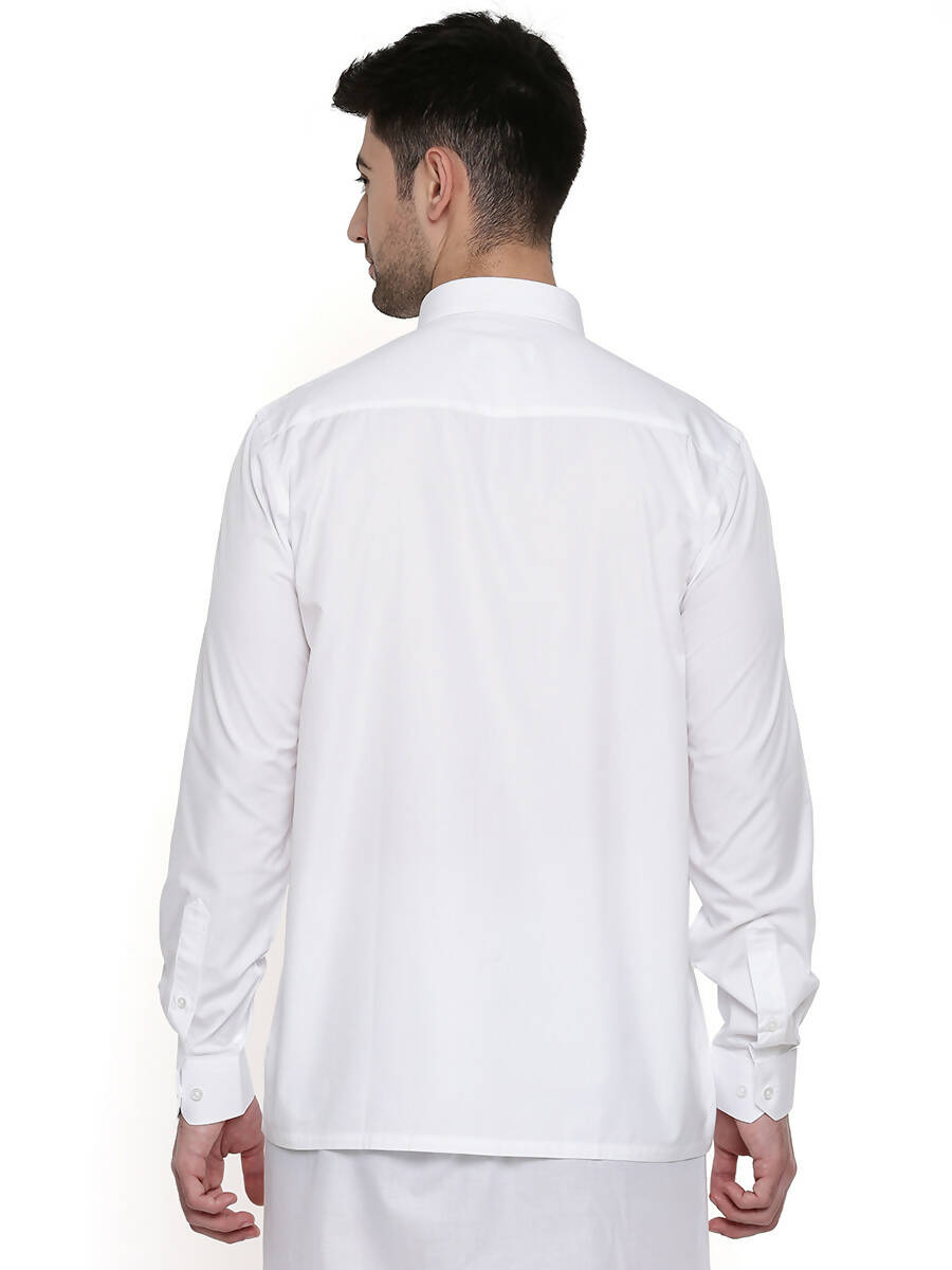 Ramraj Cotton Mens Full Sleeve Formal 100 % Cotton White Shirt 
