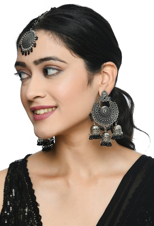 Mominos Fashion Johar Kamal Jhumkas With Maang Tikka Earrings - Grab2buy