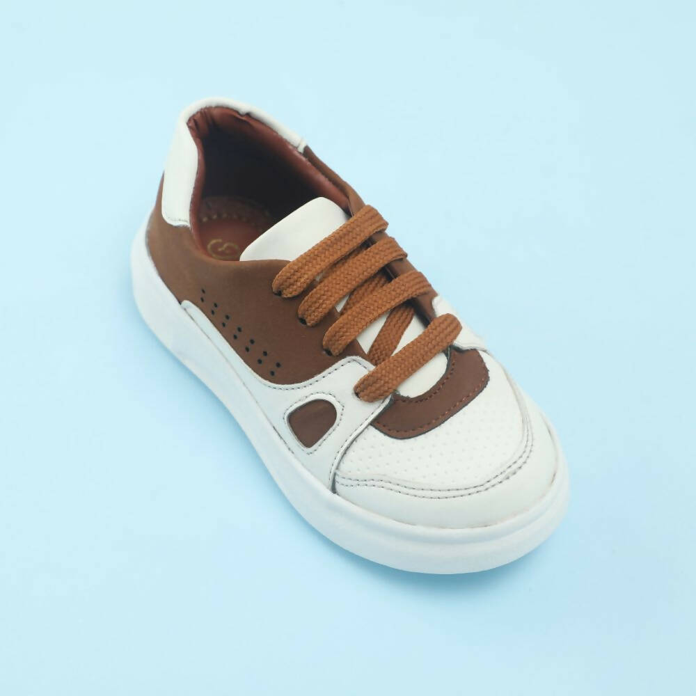 Tiny Bugs Boys Lace Up Casual Shoes - White & Brown  Grab2Buy Tiny Bugs Grab2Buy