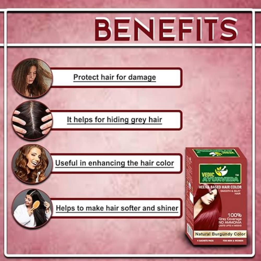 VedicAyurveda Henna Based Hair Colour, burgundy and Chestnut Brown  Grab2Buy VedicAyurveda Grab2Buy