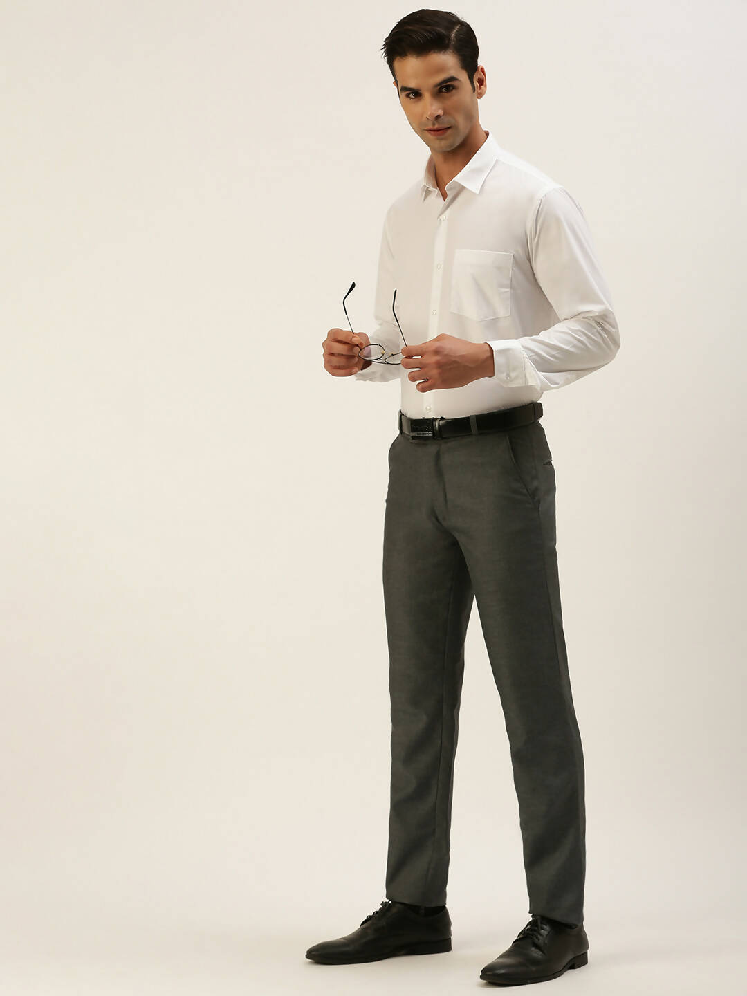 Ramraj Cotton Mens Full Sleeve Formal Poly Cotton White Shirt 