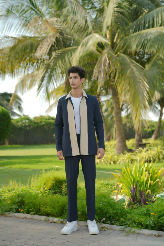 Duo Draft Navy Blue Shacket by Hilo Design