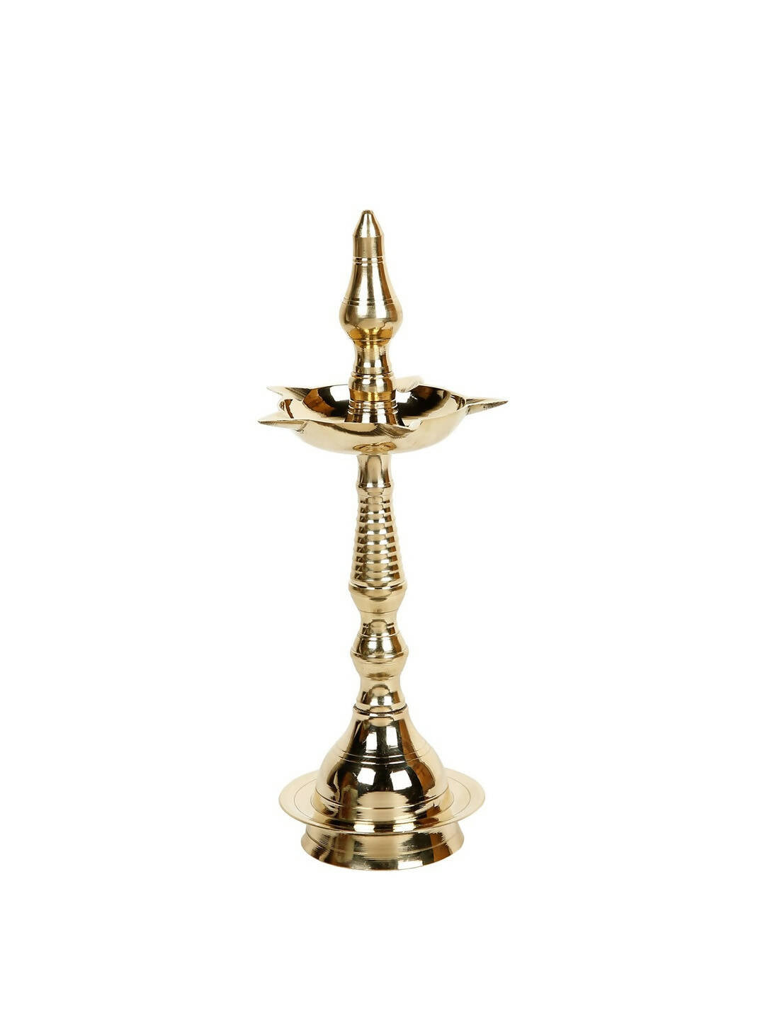 CraftVatika Gold-Toned Brass Kerala Diya Oil Lamp Stand 