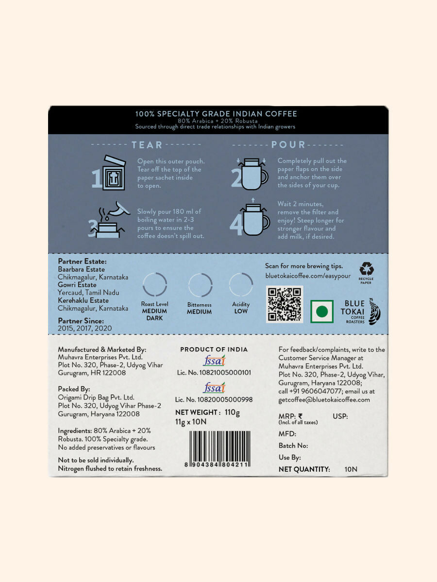 Blue Tokai Jacaranda Blend Medium Dark Roast Easy Pour Sachets 
