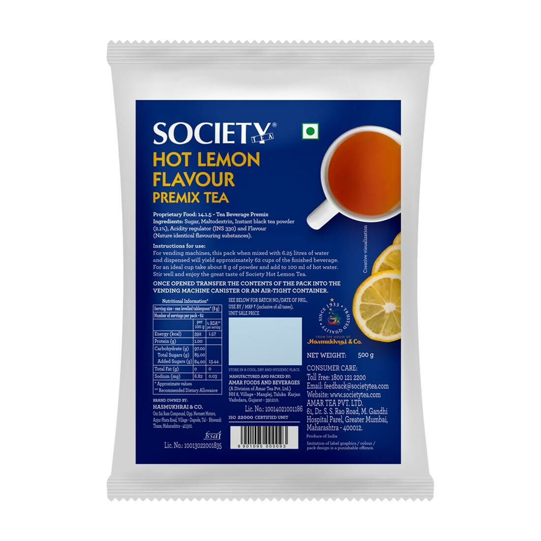Society Hot Lemon Tea Premix Pouch 
