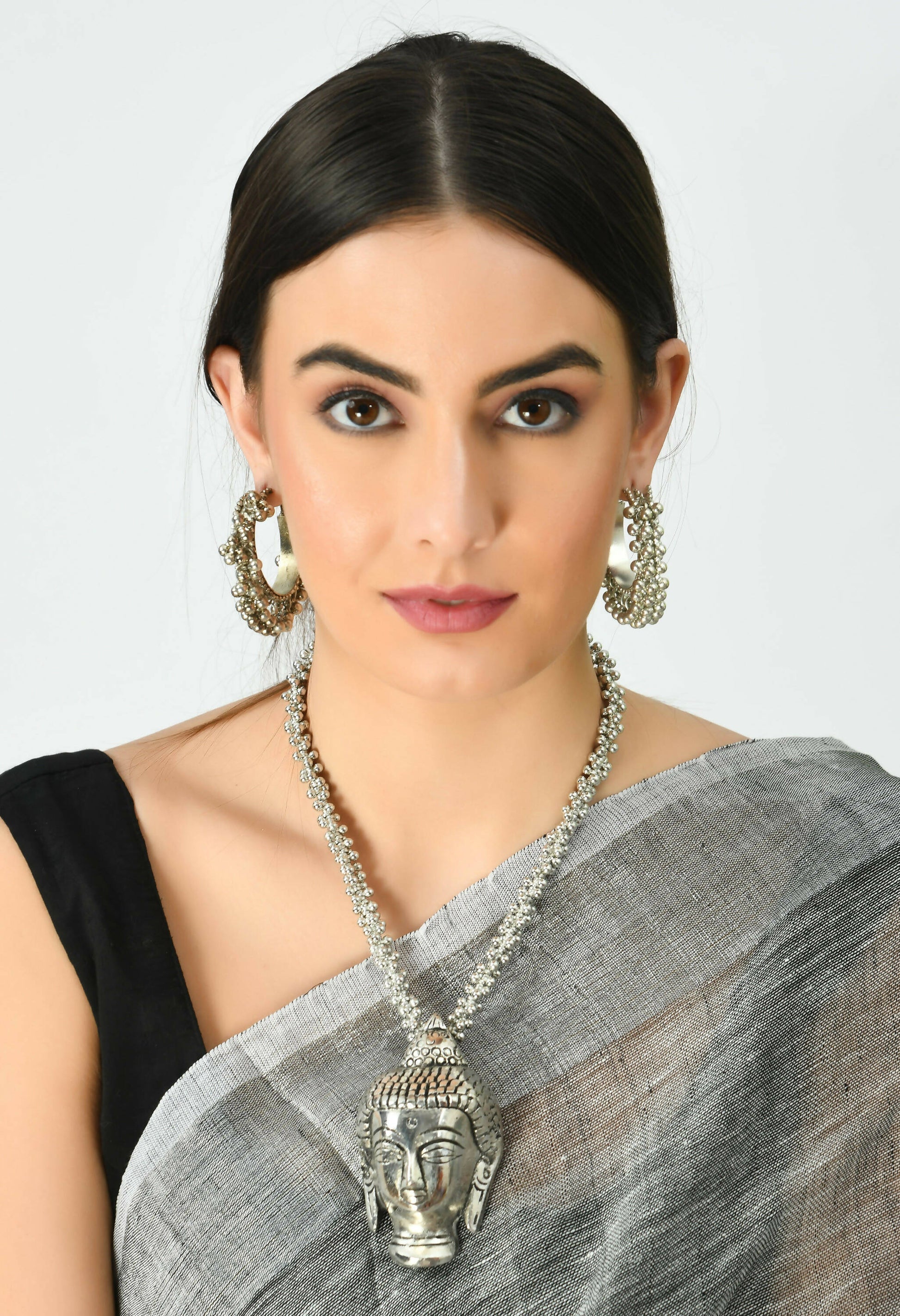 Mominos Fashion Johar Kamal Silver-Plated Brass Finish Budha Long Neckalce For Women - Grab2buy