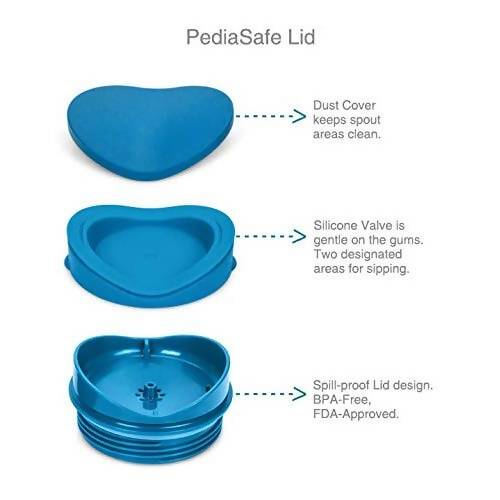 Vaya Drynk Stainless Steel Strawless Silicone Bunnies Print Spout Tumbler With Spill-Proof Pediasafe Lid - 350ml (Blue) 