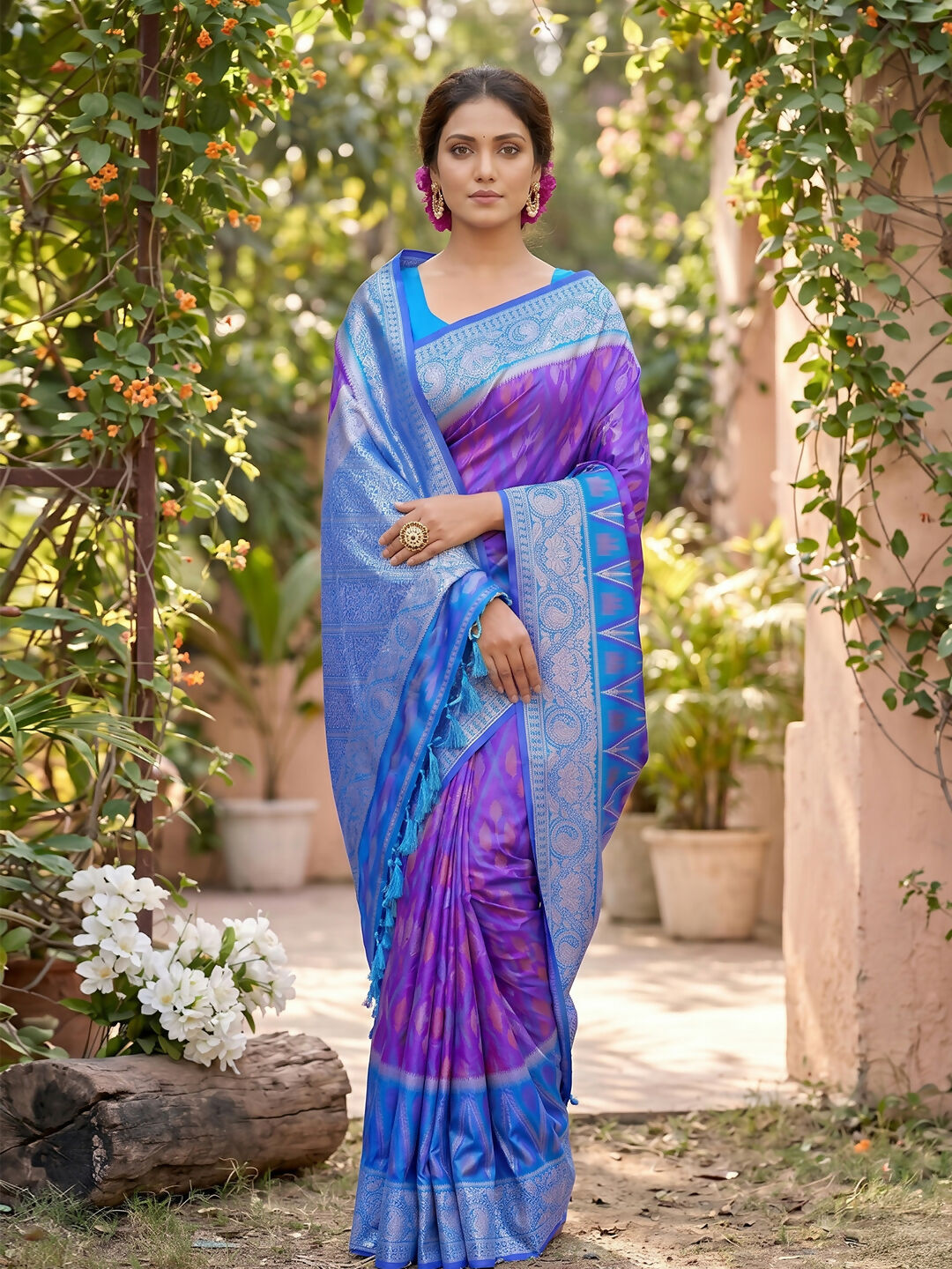 Shree Shyam Fashion Purple Soft Silk Saree