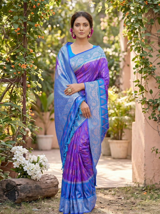 Shree Shyam Fashion Purple Soft Silk Saree