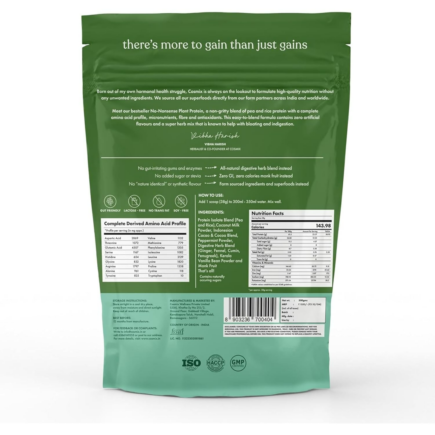 Cosmix No Nonsense Plant Protein - Mint Chocolat Cacao  Grab2Buy Cosmix Grab2Buy
