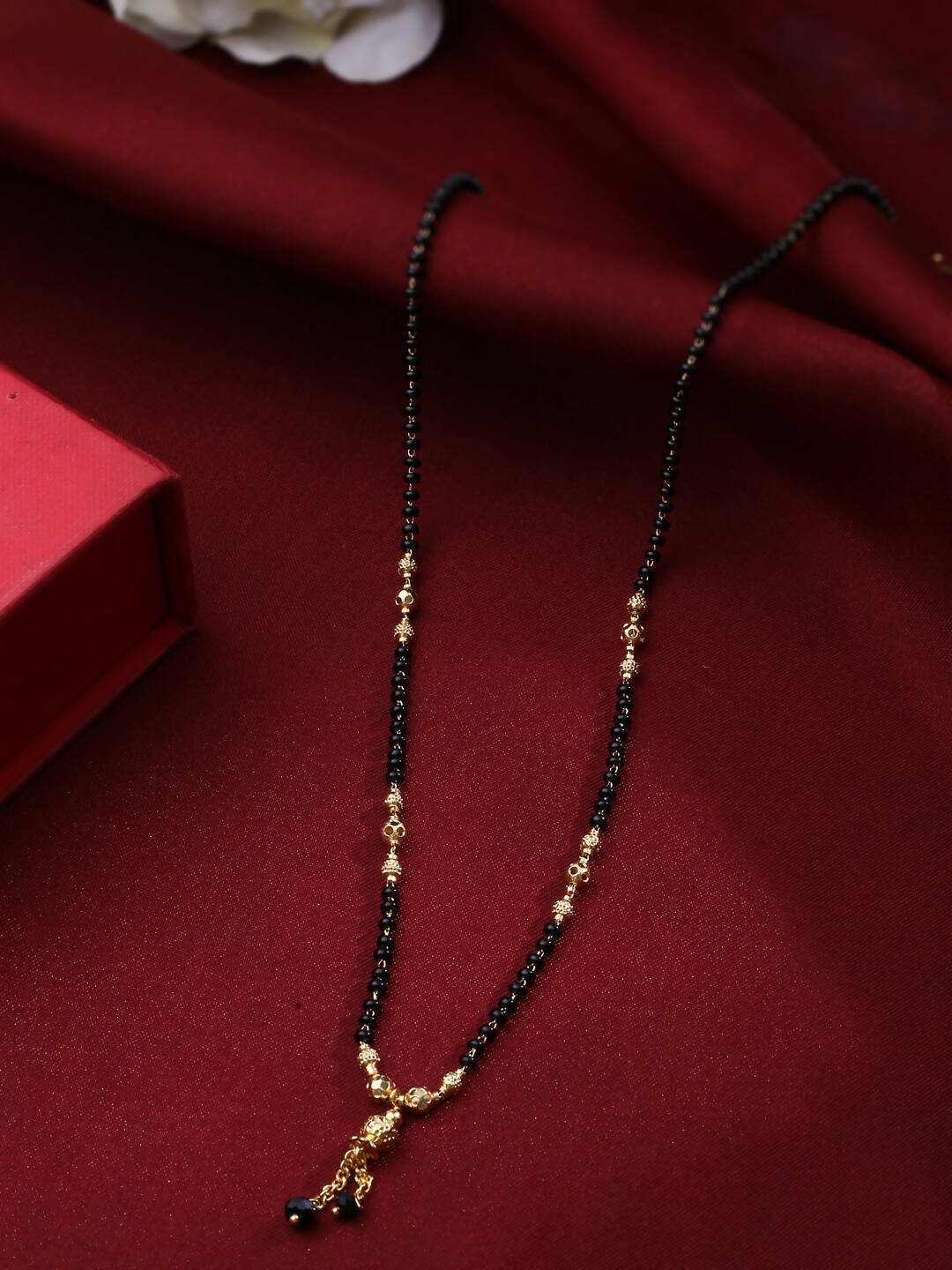 NVR Women Ethnic Gold-Polished Beaded Mangalsutra