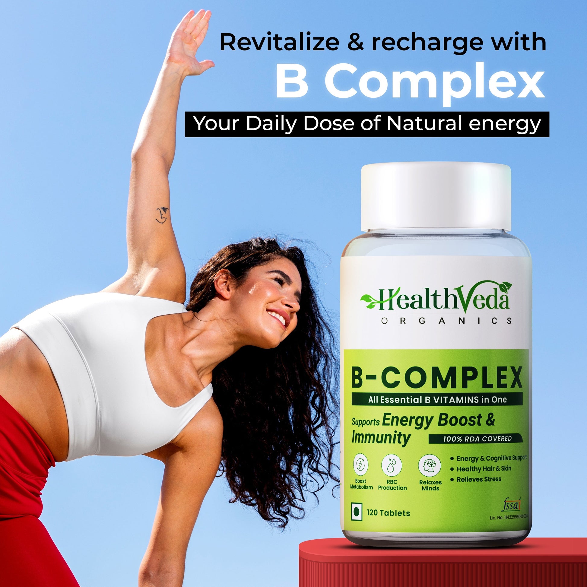 Health Veda Organics Plant Based B-Complex Tablets 