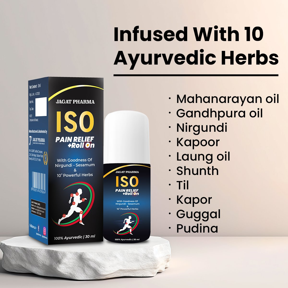 Jagat Pharma ISO Pain Relief Roll On | Swadesiicart