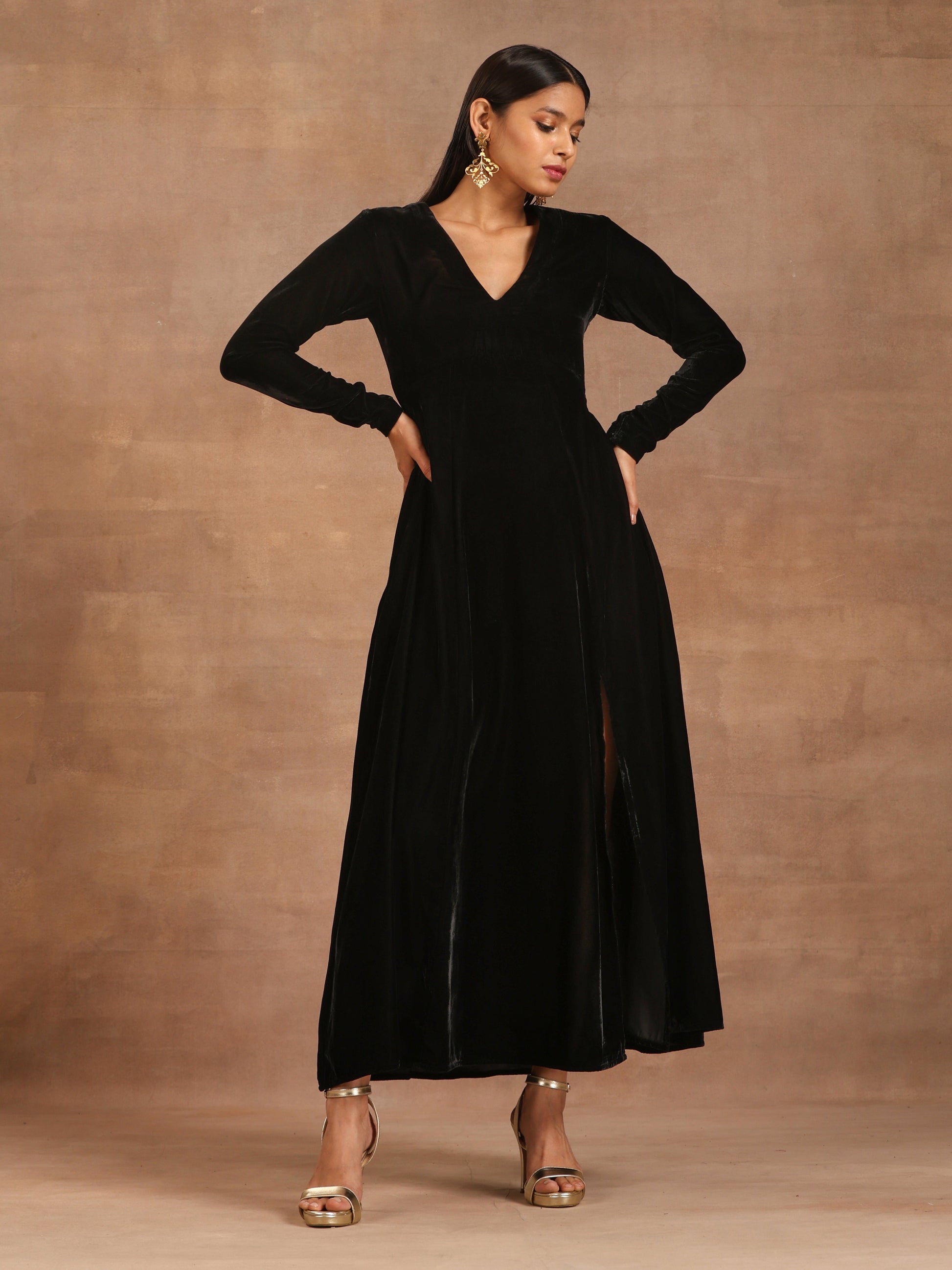 trueBrowns Black Velvet Dress 