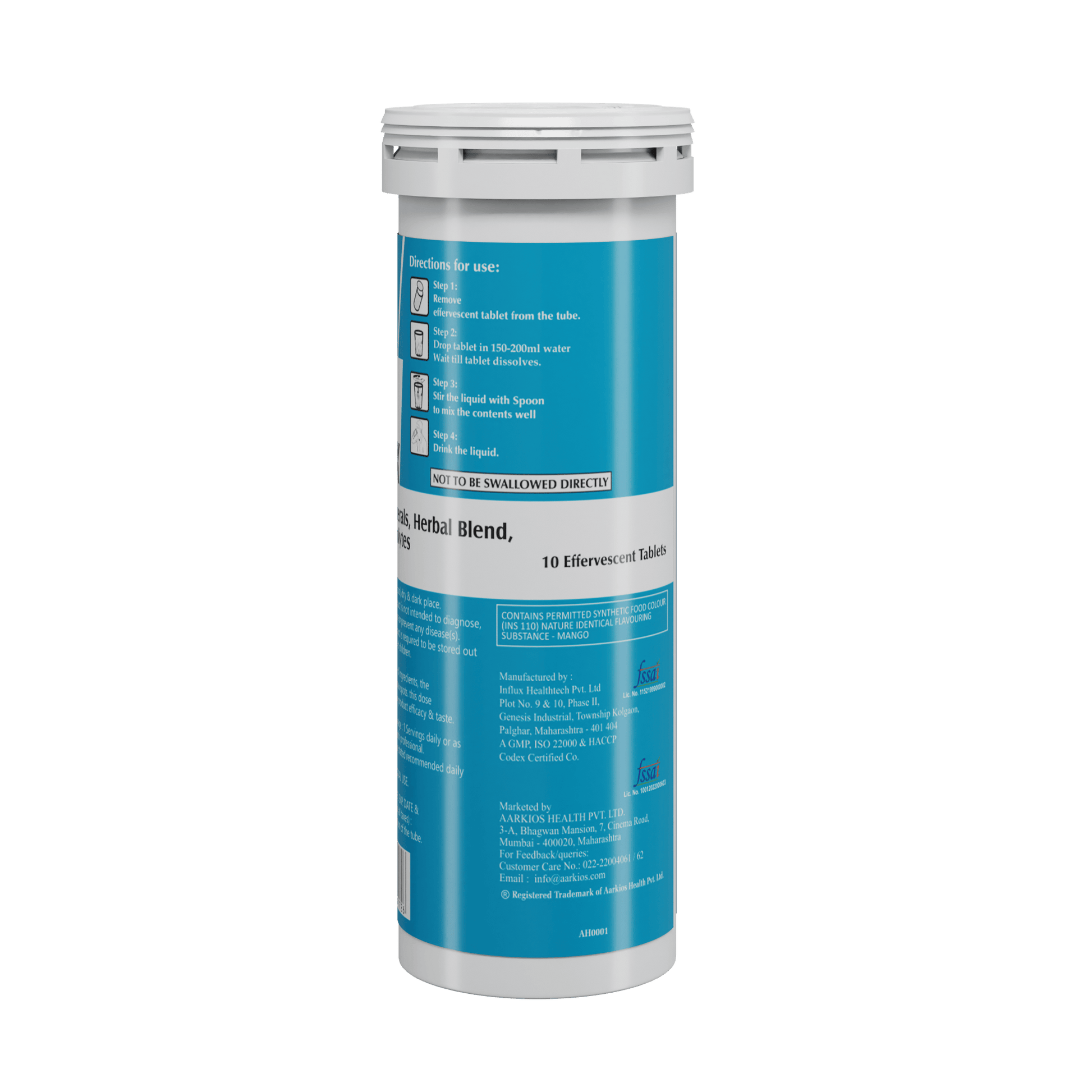 HealthAid Vegan B Complex with Multivitamins & Electrolytes Mango Flavour Effervescent Tablets 