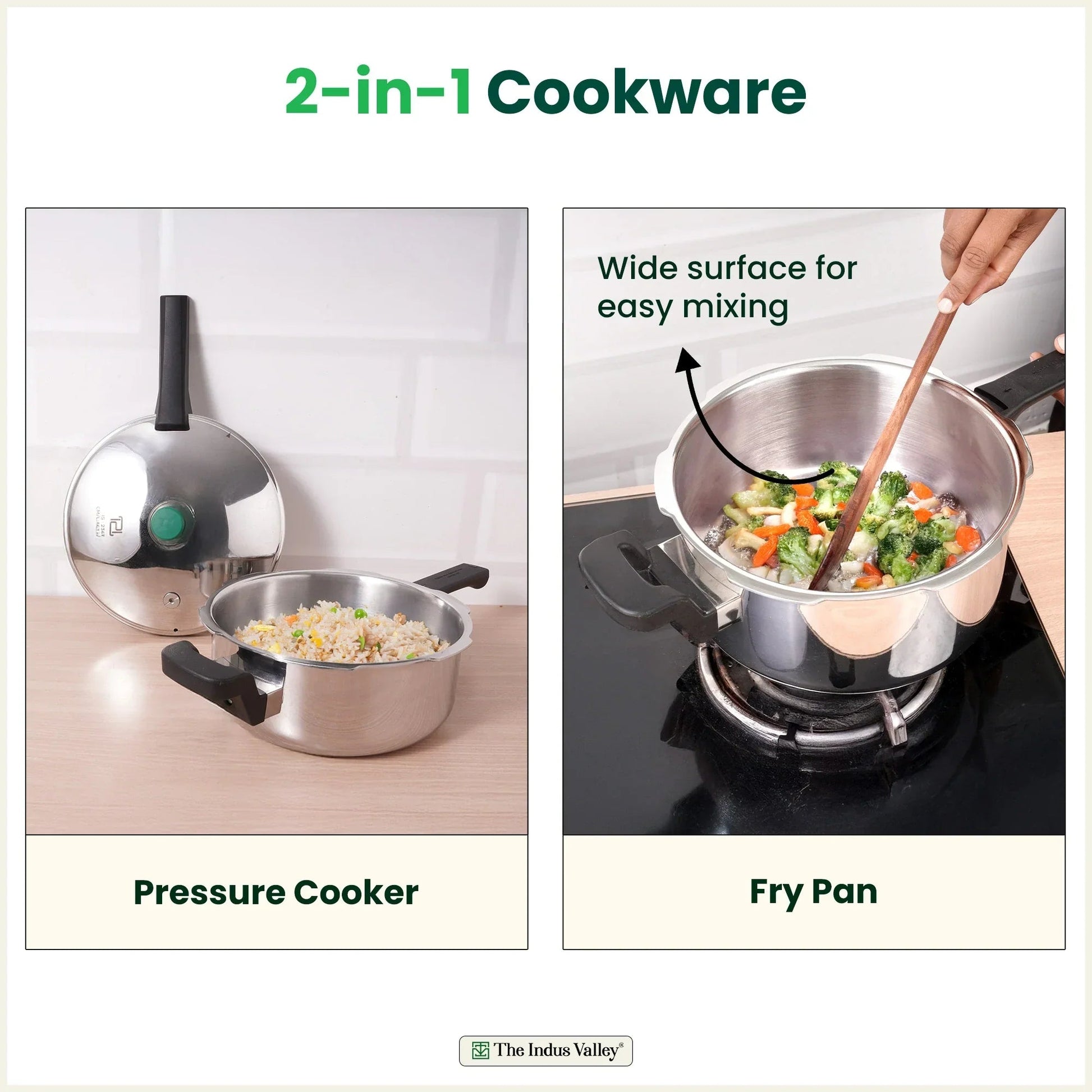 The Indus Valley Tri-ply Stainless Steel Pressure Pan, Premium Quality, 3 Layer Thick Body, Heavy Bottom, 100% Food-safe, ISI Certified, Induction & Gas, 3.5/5L  Grab2Buy The Indus Valley Grab2Buy