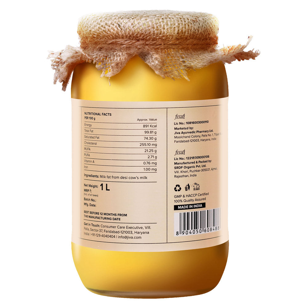 Jiva Ayurveda A2 Gir Desi Cow Ghee | Desi Gir Cow Ghee | Pure and Natural Ghee From A2 Cow Milk 