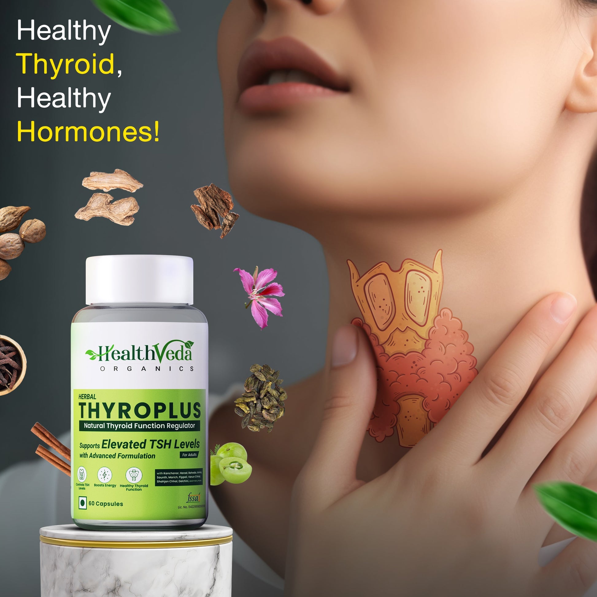 Health Veda Organics Thyroplus Capsules 