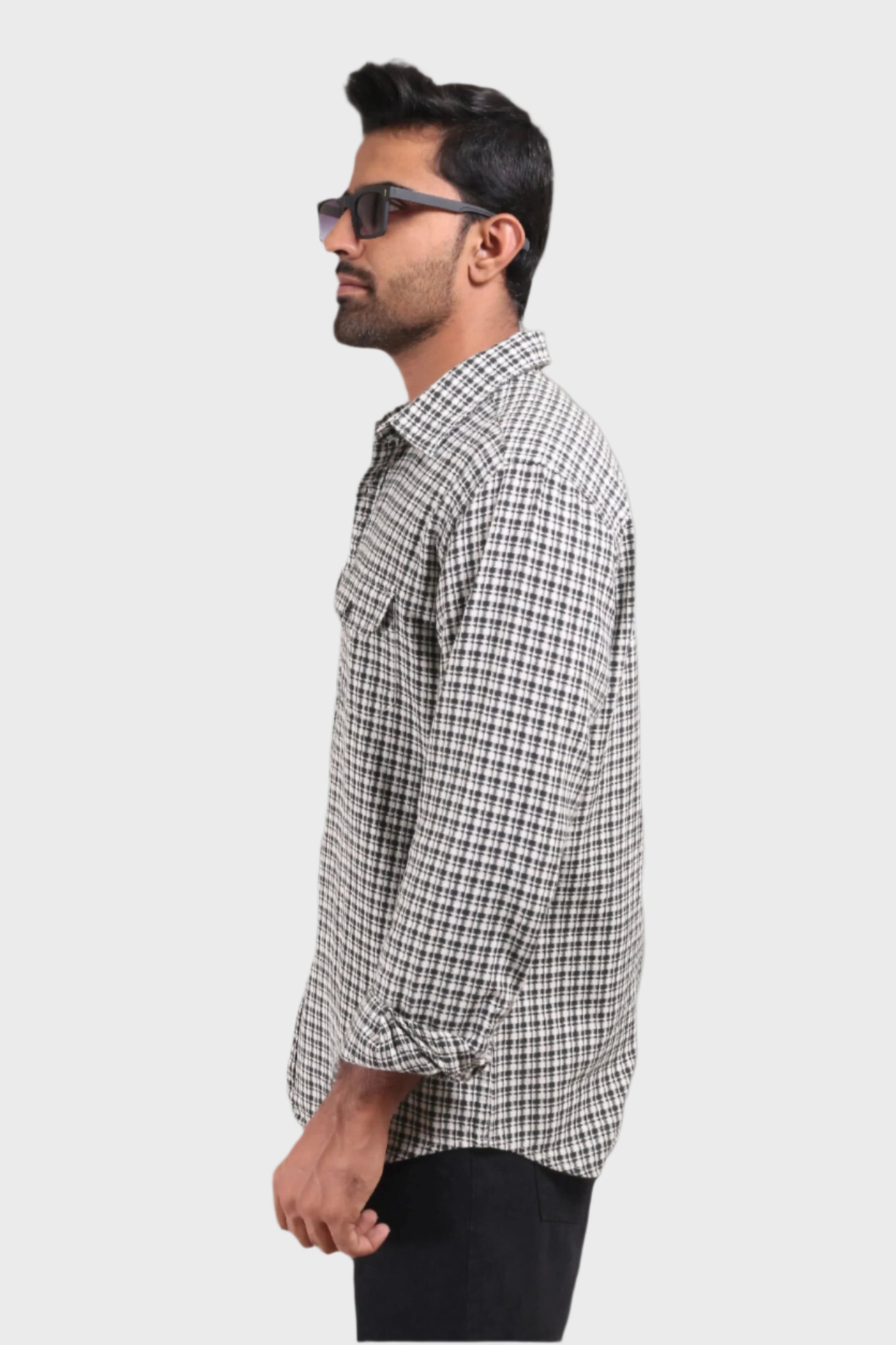 Xkind White Textured Checks Overshirt/ Shirt 