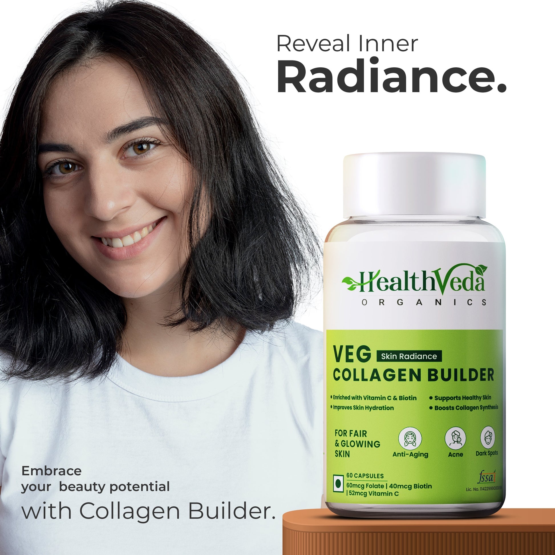 Health Veda Organics Plant Based Skin Radiance Collagen Builder Capsules Health Veda Organics