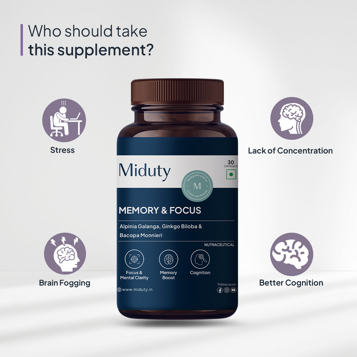 Miduty by Palak Notes Memory & Focus Capsules - Grab2buy