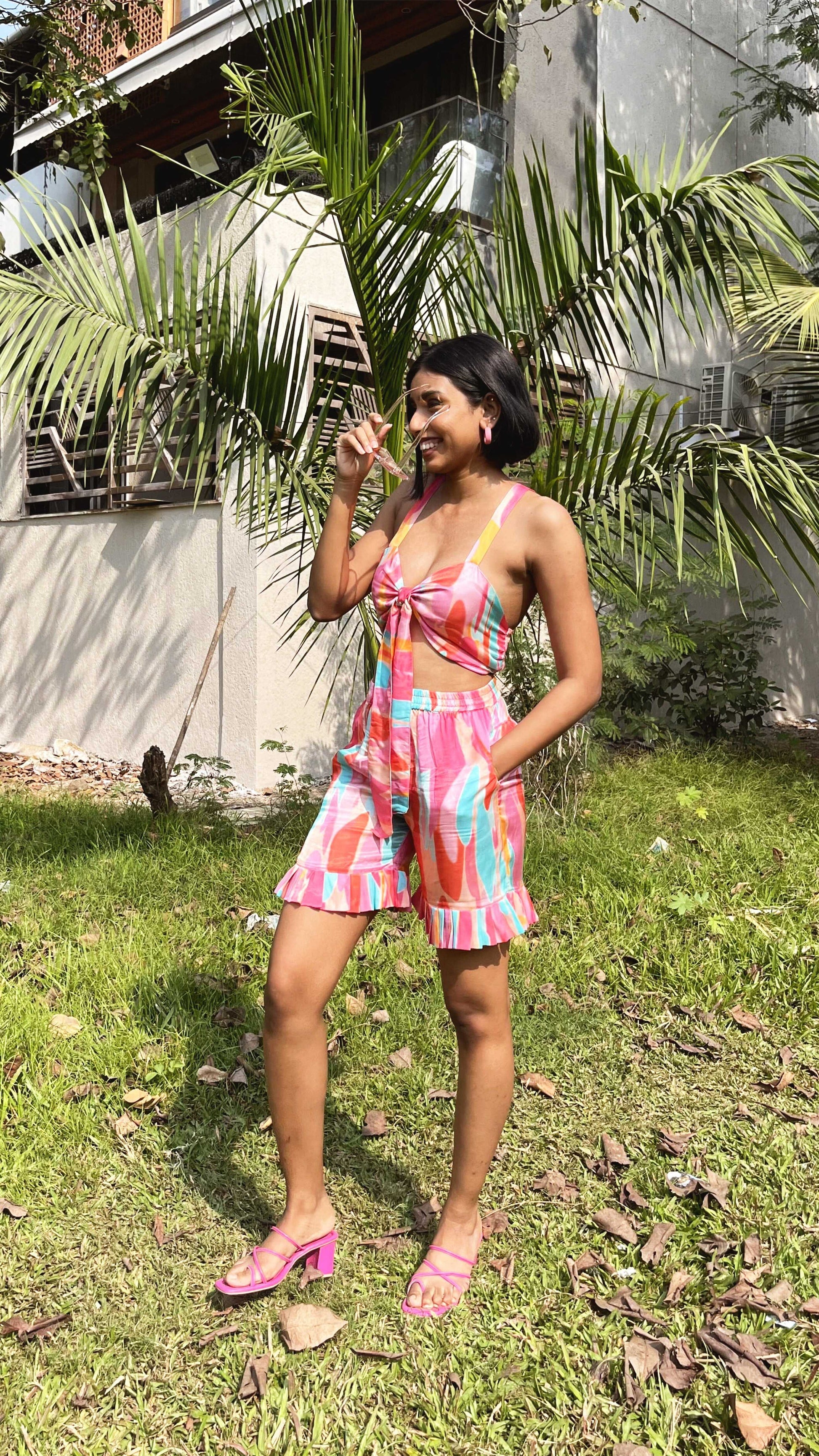 Noroke Modal satin Marble Print Co-Ord Set Women 