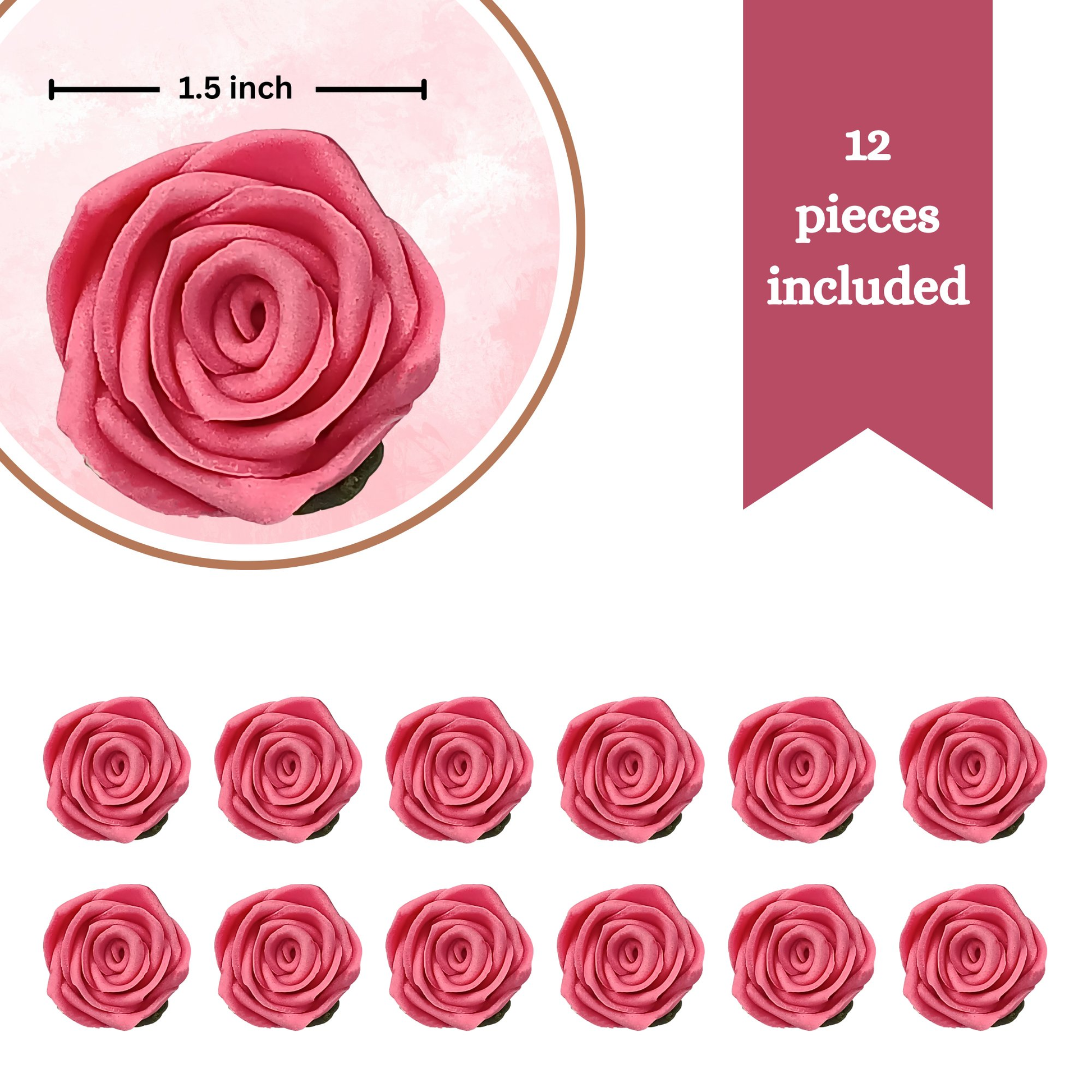 Confect Flamingo Rose Pink | Edible Sugar Roses Topper