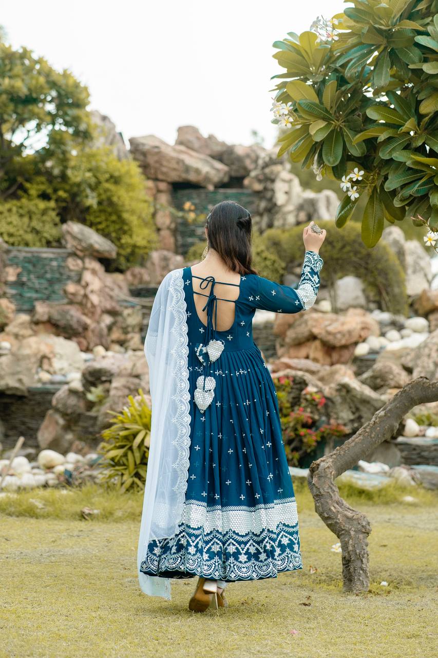 Yash Enterprise Navy Blue Fux Georgette With Emboidery Work Slwar Suits Stitched  Grab2Buy Yash Enterprise Grab2Buy