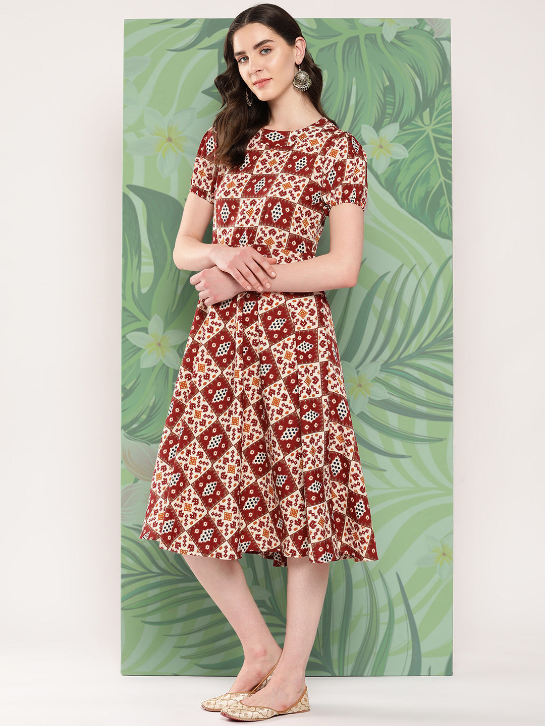 InWeave Women's Maroon Square Dress 