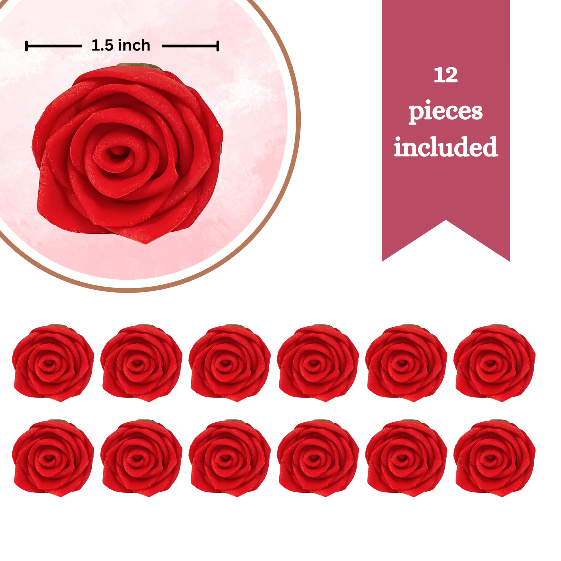 Confect Red Rose | Edible Sugar Roses Topper